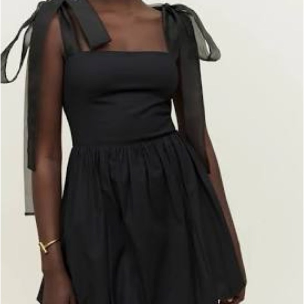 Elegant Black Dress with Bow Straps